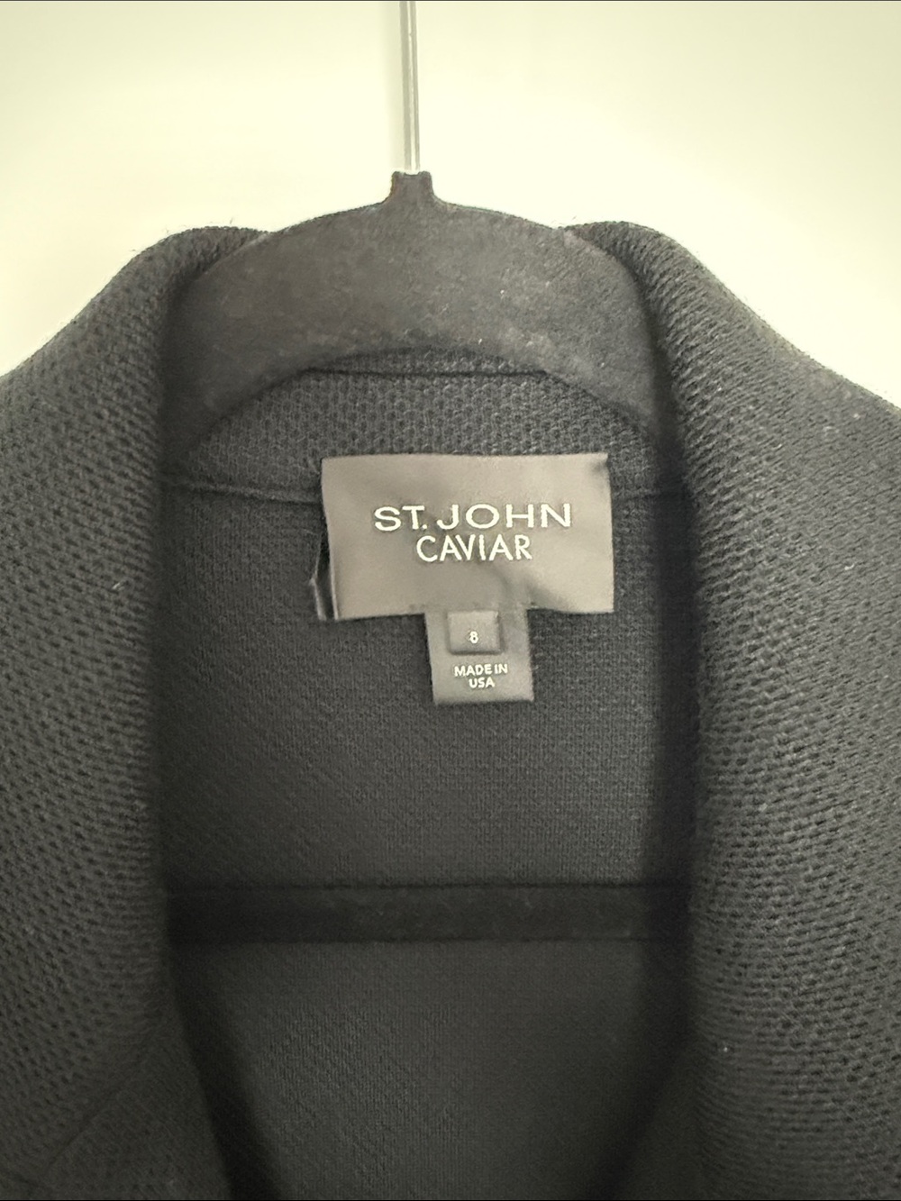St. John Caviar Classic Black Fringe-Trim Long Blazer Jacket with Gold Buttons. - Picture 2 of 3